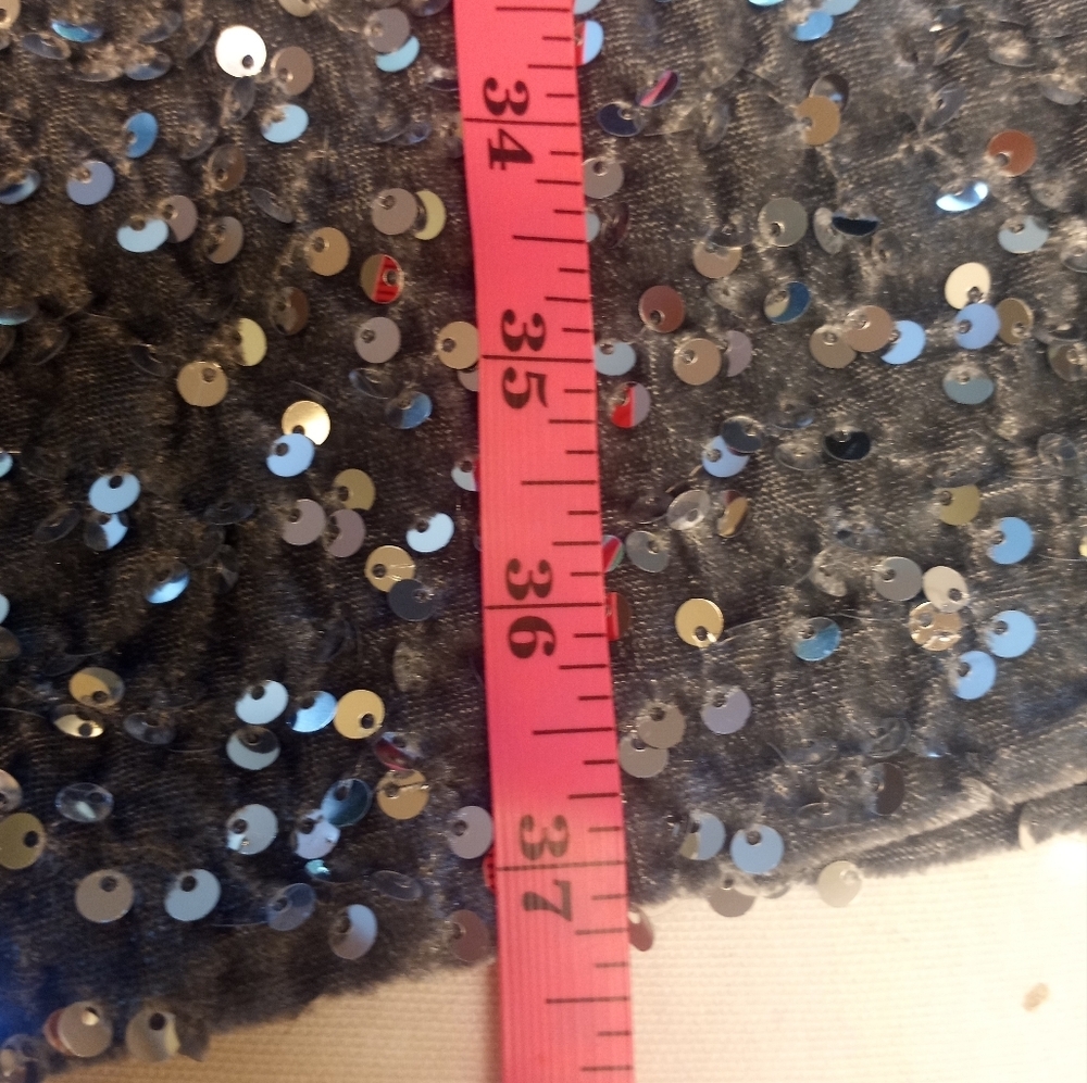 Madden NYC Sequined Grey Stretch Side Slit Whimsigoth Fairycore Maxi Skirt M - Picture 8 of 8